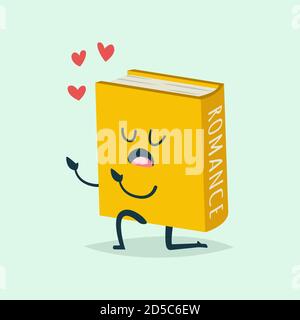 Cute Book vector cartoon character in love and heart around isolated on background. Stock Vector