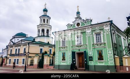 The St. Nicholas Cathedral in Kazan. Consists of the St. Nicholas Lower Church, Intercession Church, a bell tower and administrative buildings. Russia Stock Photo