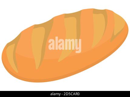 Fresh loaf isolated on white background. Bakery products in cartoon style. Stock Vector