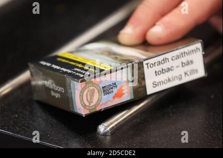 A packet of cigarettes in a local shop in Ireland, which will go up by 50  cent a pack for 20 cigarettes, bringing the average cost of a packet to  ???14, Finance