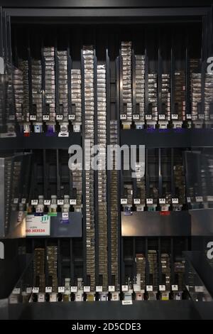 The inside of a cigarette dispenser in a local shop in Ireland, as  cigarettes will go up by 50 cent a pack for 20 cigarettes, bringing the  average cost of a packet