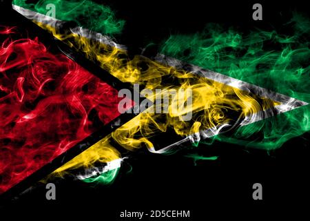 guyana smoke flag isolated on black background 2d5cehm