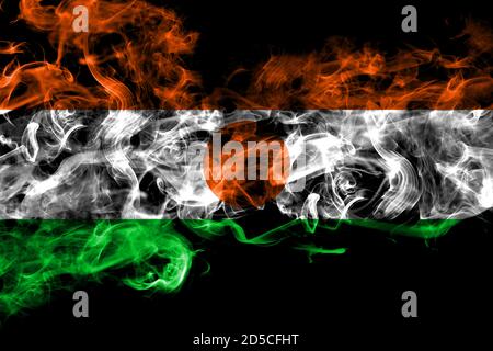 Niger, Nigerien smoke flag isolated on black background Stock Photo