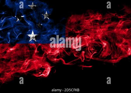 Samoa smoke flag isolated on black background Stock Photo