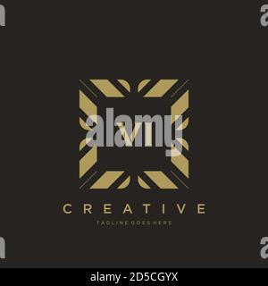 VI initial letter luxury ornament monogram logo template vector Stock Vector