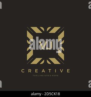 VJ initial letter luxury ornament monogram logo template vector Stock Vector