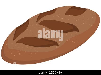 Rye bread isolated on white background. Bakery products in cartoon style. Stock Vector