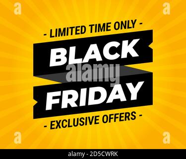 Black friday exclusive offers banner in flat design. Editable template Stock Vector