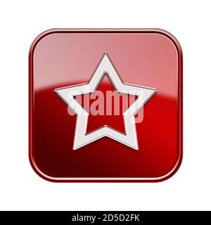 Star icon glossy red, isolated on white background Stock Photo