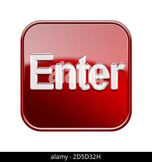 Enter icon glossy red, isolated on white background Stock Photo