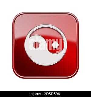 yin yang symbol icon glossy grey, isolated on white background Stock ...
