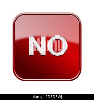 No icon glossy red, isolated on white background Stock Photo