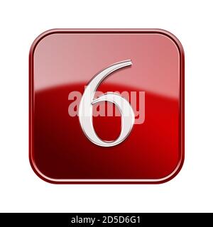 Number six red glossy, isolated on white background Stock Photo