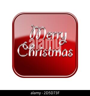 Merry Christmas icon glossy red, isolated on white background Stock Photo