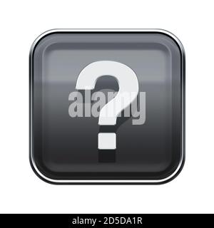 Help icon glossy grey, isolated on white background Stock Photo