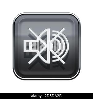 Speaker off icon glossy grey, isolated on white background Stock Photo