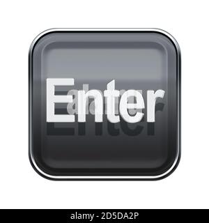 Enter icon glossy grey, isolated on white background Stock Photo