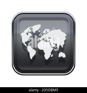 World icon glossy grey, isolated on white background Stock Photo