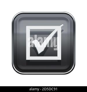 check icon glossy grey, isolated on white background Stock Photo - Alamy