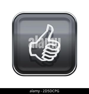 thumb up icon glossy grey, isolated on white background Stock Photo