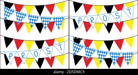 Seamless pattern with different flags for Oktoberfest on white background Stock Vector
