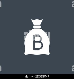 Money Bag with Bitcoin related vector glyph icon. Stock Vector