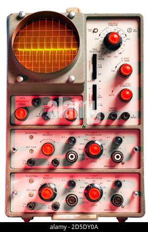 Front view of a vintage isolated oscilloscope Stock Photo