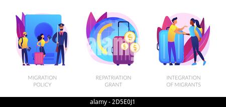 Human legal migration abstract concept vector illustrations. Stock Vector