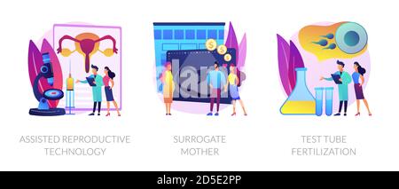 Fertility treatment and artificial insemination abstract concept vector illustrations. Stock Vector