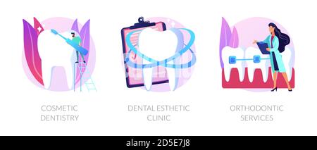 Cosmetic dentistry vector concept metaphors. Stock Vector