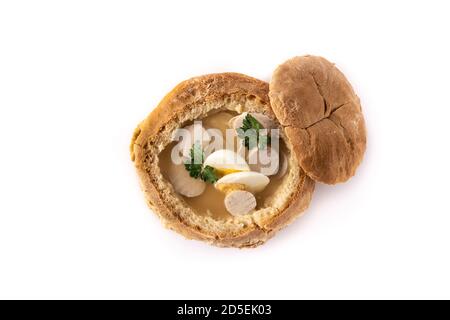 Zurek. Traditional Polish soup isolated on white background Stock Photo