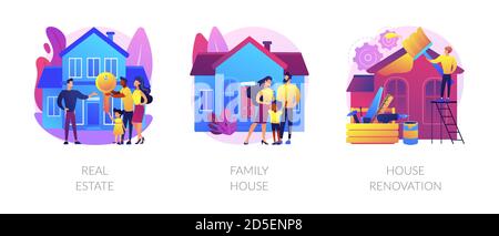 Private and commercial property market abstract concept vector illustrations. Stock Vector