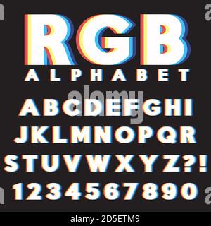 Letter alphabet CMYK RGB style Stock Vector