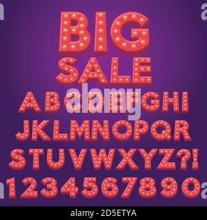 Letter alphabet funny marquee light bulb lamp cartoon Stock Vector