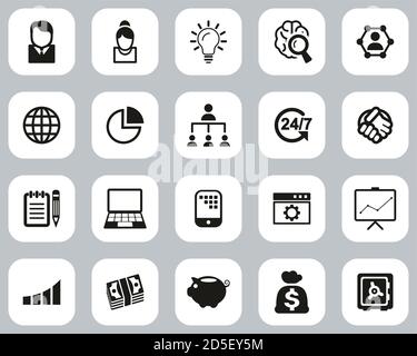 Business Enterprise Icons Black & White Flat Design Set big Stock Vector