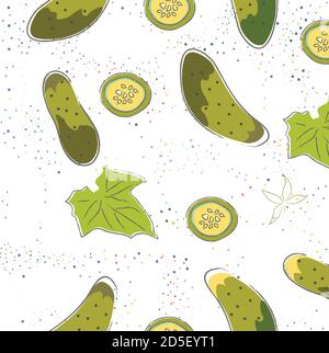 Seamless Pattern with Cute Cucumbers. Scandinavian Style. Stock Vector
