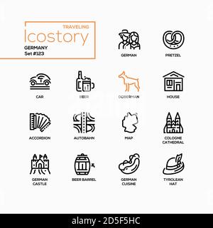 Germany - modern line design style icons set Stock Vector
