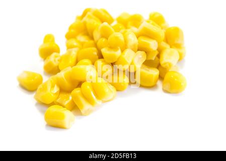 Corn kernels isolated on white background Stock Photo