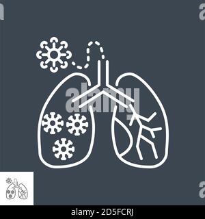 Lungs Infection related vector thin line icon. Stock Vector