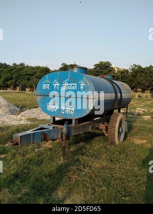 A picture of water tanker with blur background Stock Photo