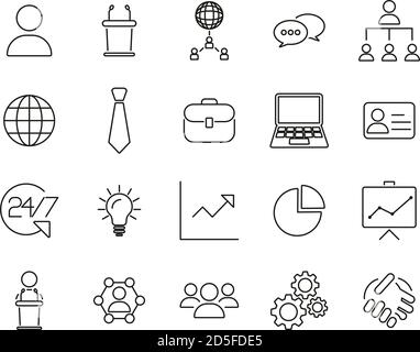 Business Meeting Icons Thin Line Set Big Stock Vector