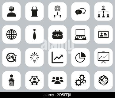 Business Meeting Icons Black & White Flat Design Set Big Stock Vector