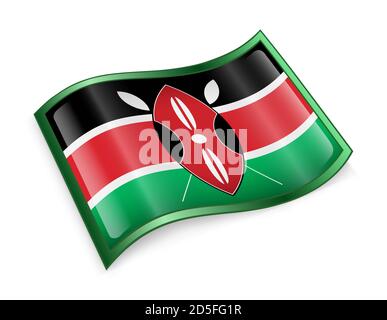 Kenya Flag Icon, isolated on white background. Stock Photo