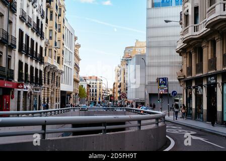 Madrid, Spain - 26 September 2020: Mejia Lequerica street in historic centre of Madrid Stock Photo