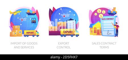 Global trade, distribution and logistics abstract concept vector illustrations. Stock Vector