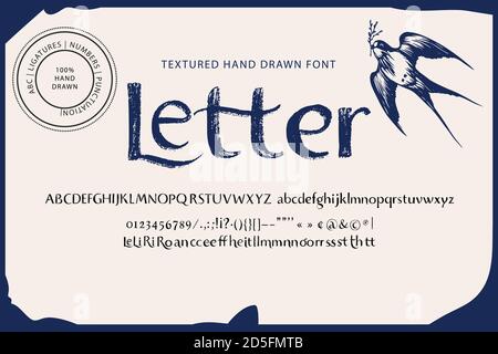 Handwritten font. Typography creative sans serif alphabet. Modern lettering abc set for text and logo design. Vector typeface. Stock Vector