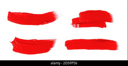 Oil paint spot isolated on white background. Collection of abstract acrylic brush strokes. Stock Photo