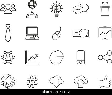 Business Presentation Or Sales Pitch Icons Thin Line Set Big Stock Vector
