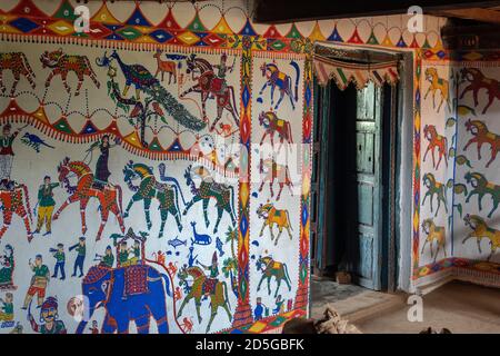 Rathwa Tribe’s Pithora Painting, Panchmahal district, Gujarat , India ...