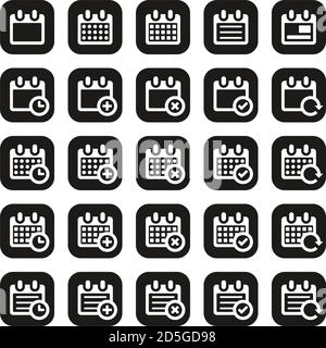 Calendar Or Schedule Icons White On Black Flat Design Big Stock Vector